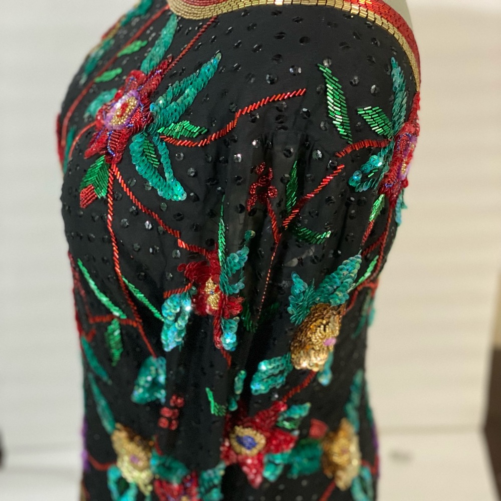 Multi- Color Bering And Sequence Silk Top - image 4